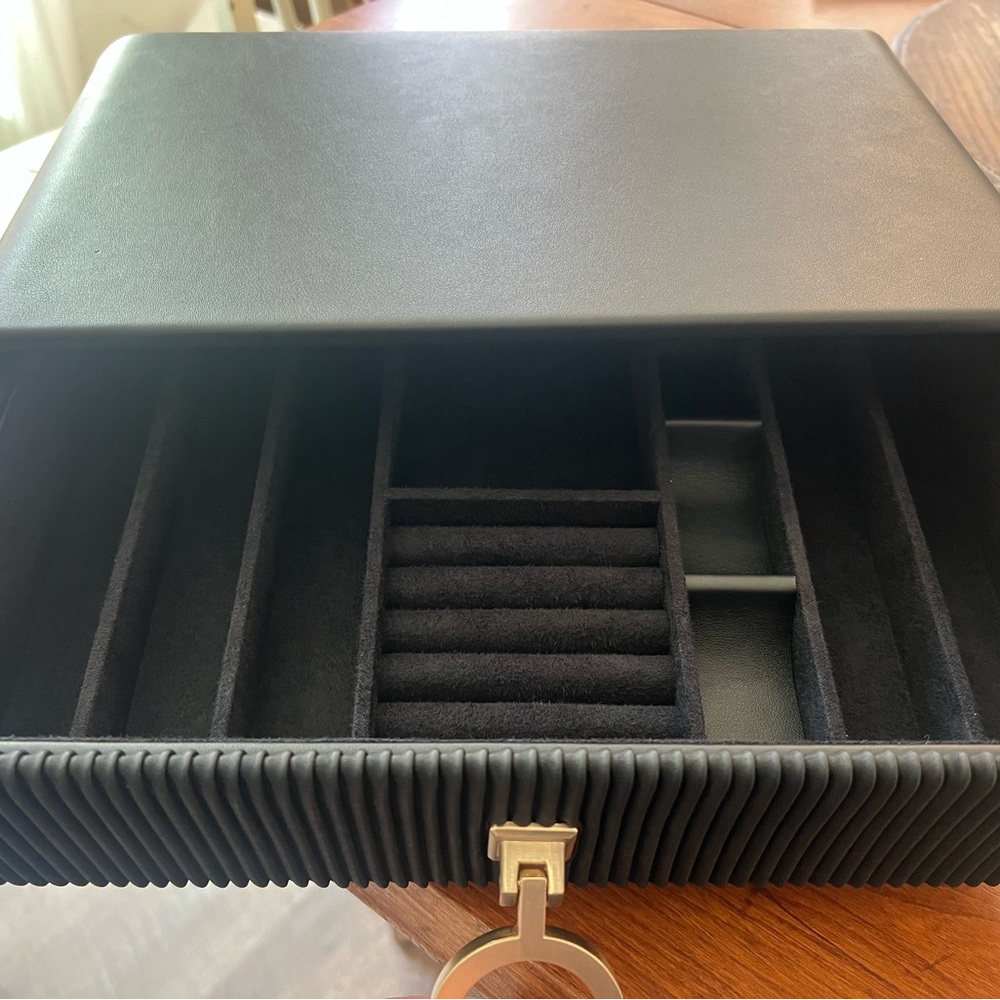 Sleek Black Jewelry Organizer with Ring Holder